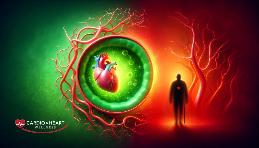Illustration depicting the interplay between endothelial function and cardiovascular disease