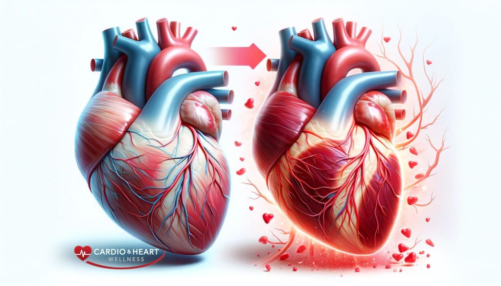 Illustration of heart health improvement with nitric oxide supplements