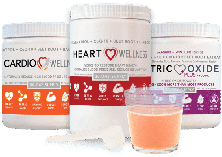 Heart health supplement containers with glass
