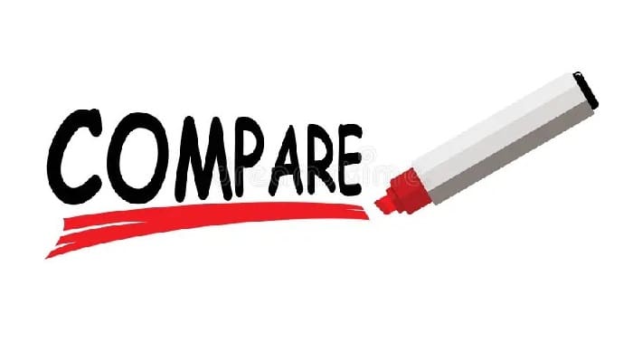 Compare" text with red marker
