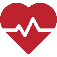 Heartbeat icon inside red heart