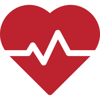 Red heart with ECG line