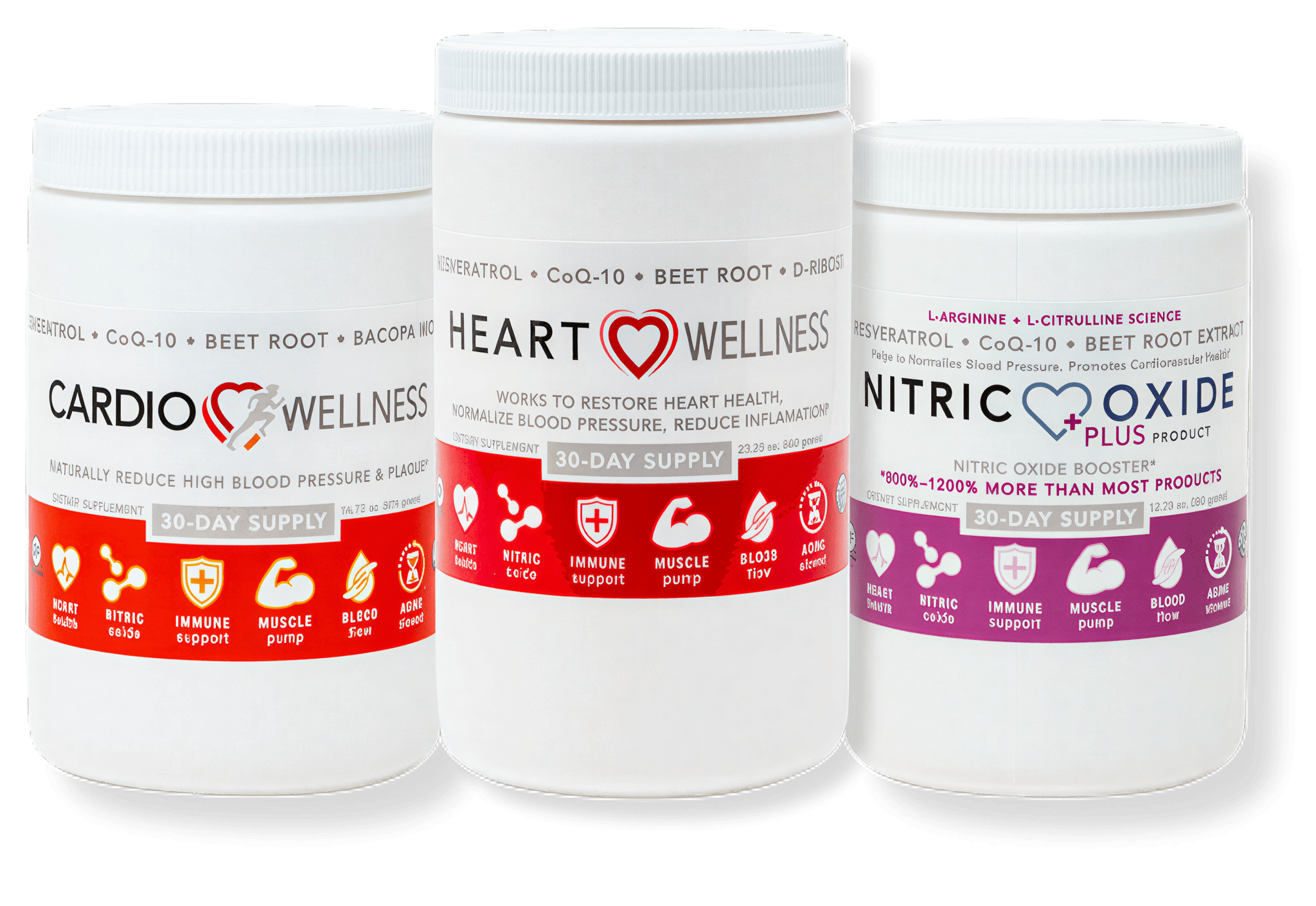 Cardio and heart health supplements trio
