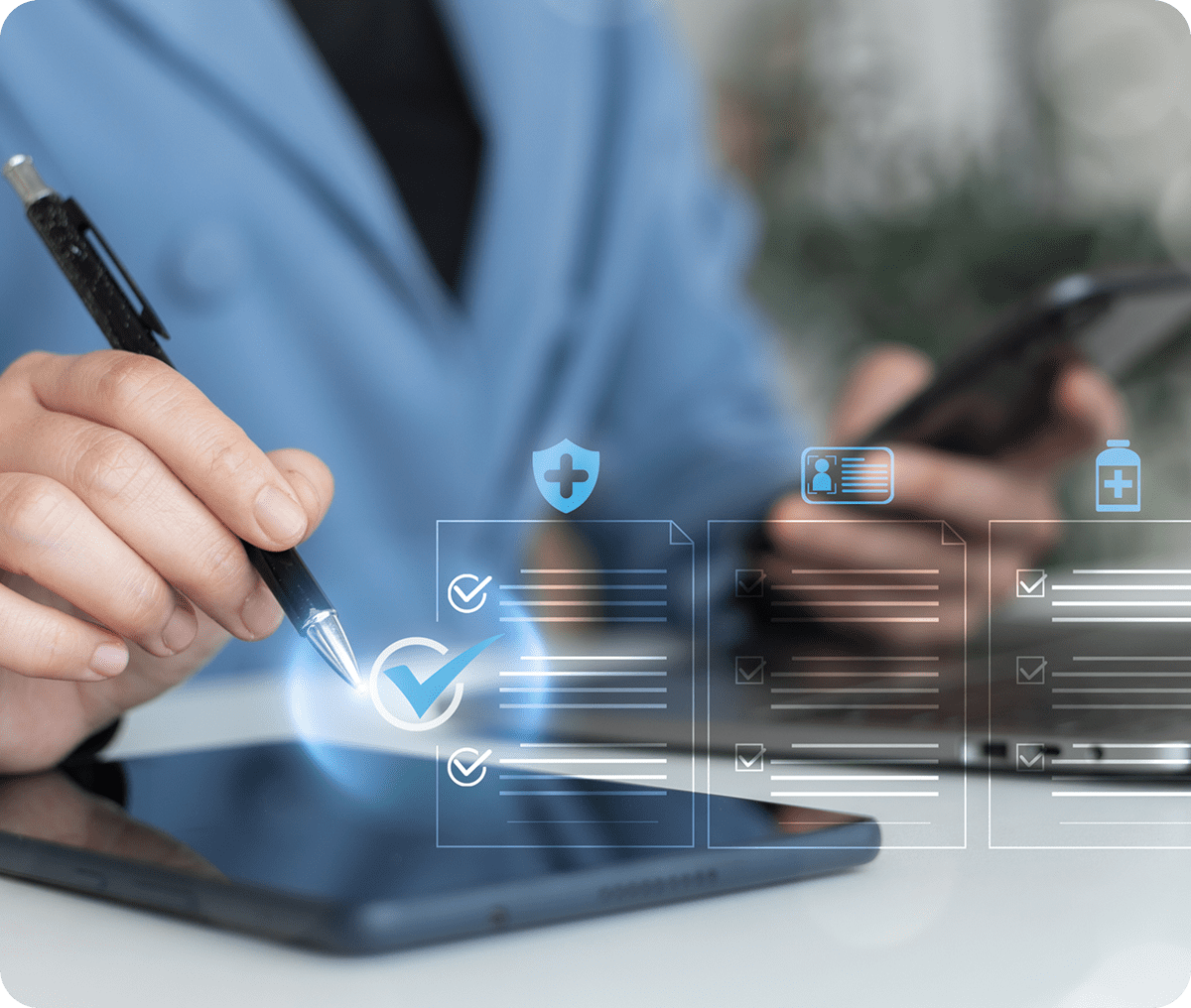 Business professional with digital interface