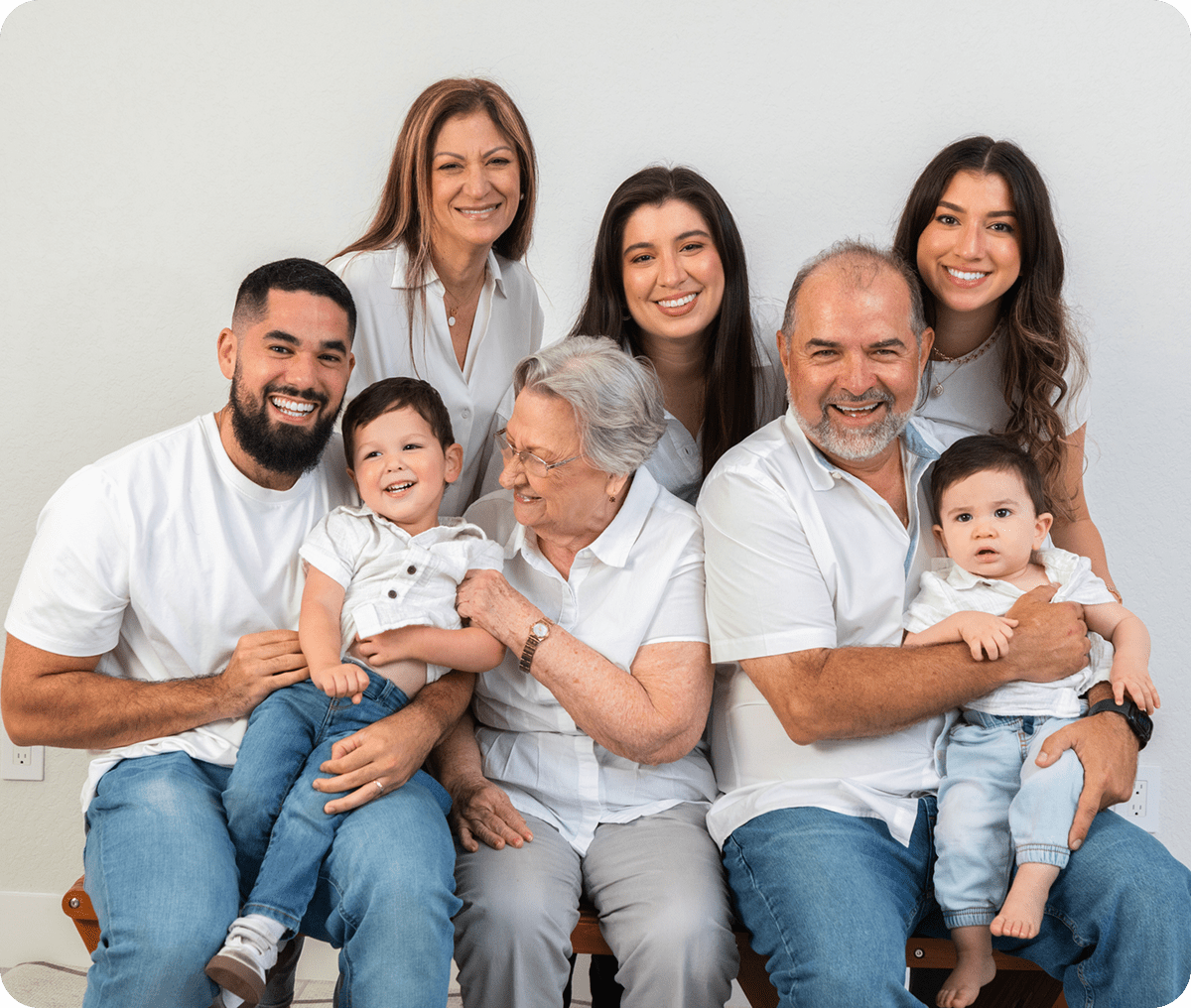 Family portrait with grandparents and grandchildren