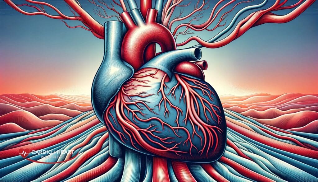 illustration-of-a-heart-with-high-blood-pressure-constricted-blood-vessels-due-to-nitric-oxide-deficiency - Cardio & Heart Wellness Illustration of a heart with high blood pressure and constricted blood vessels due to nitric oxide deficiency