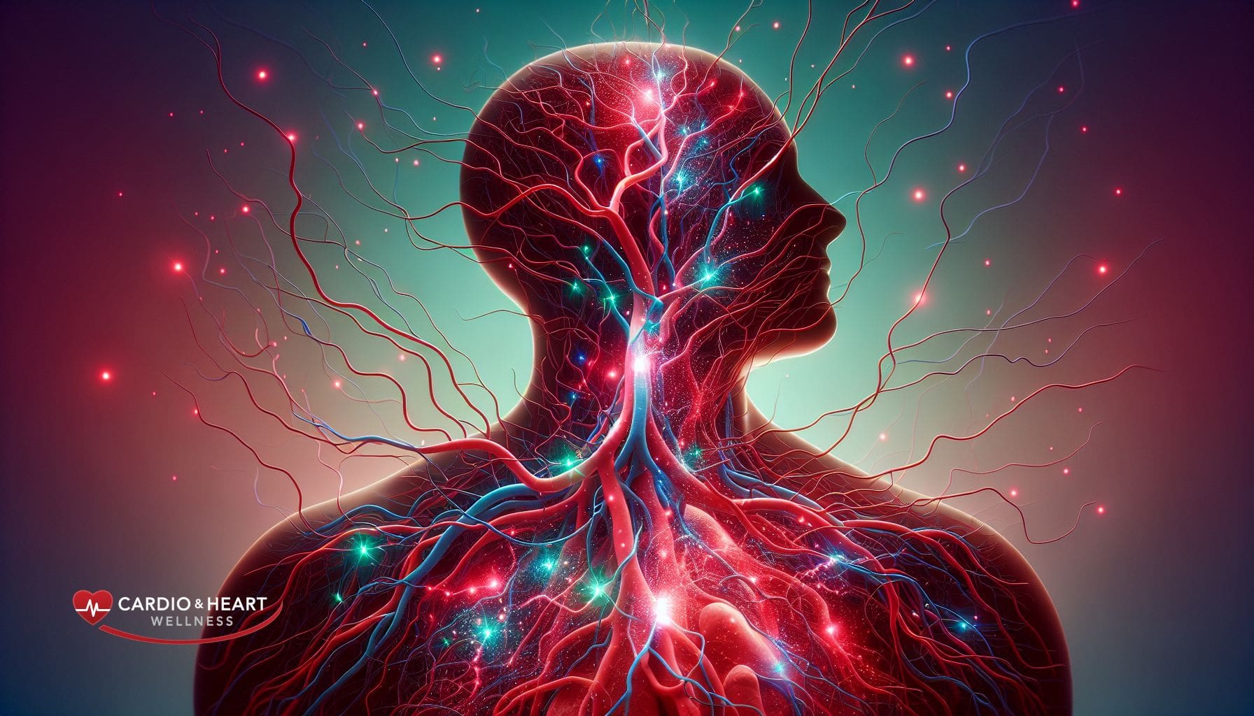 Silhouette with glowing circulatory system
