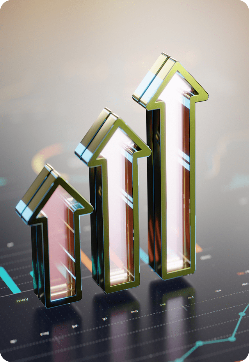 Growth indicators with arrow symbols