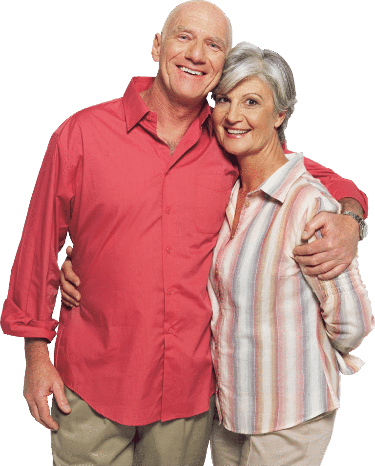 Older couple enjoying a warm hug