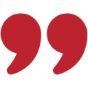 Red quote marks, black backdrop
