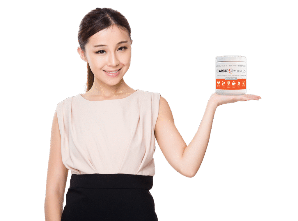 Female showcasing health product in hand