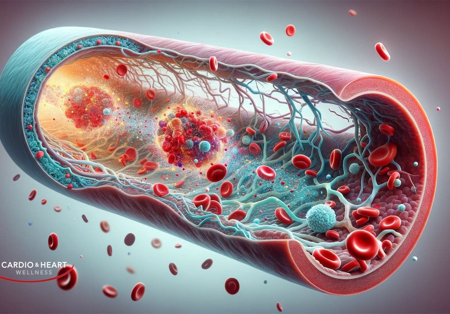 Artery showing blood flow and plaque buildup