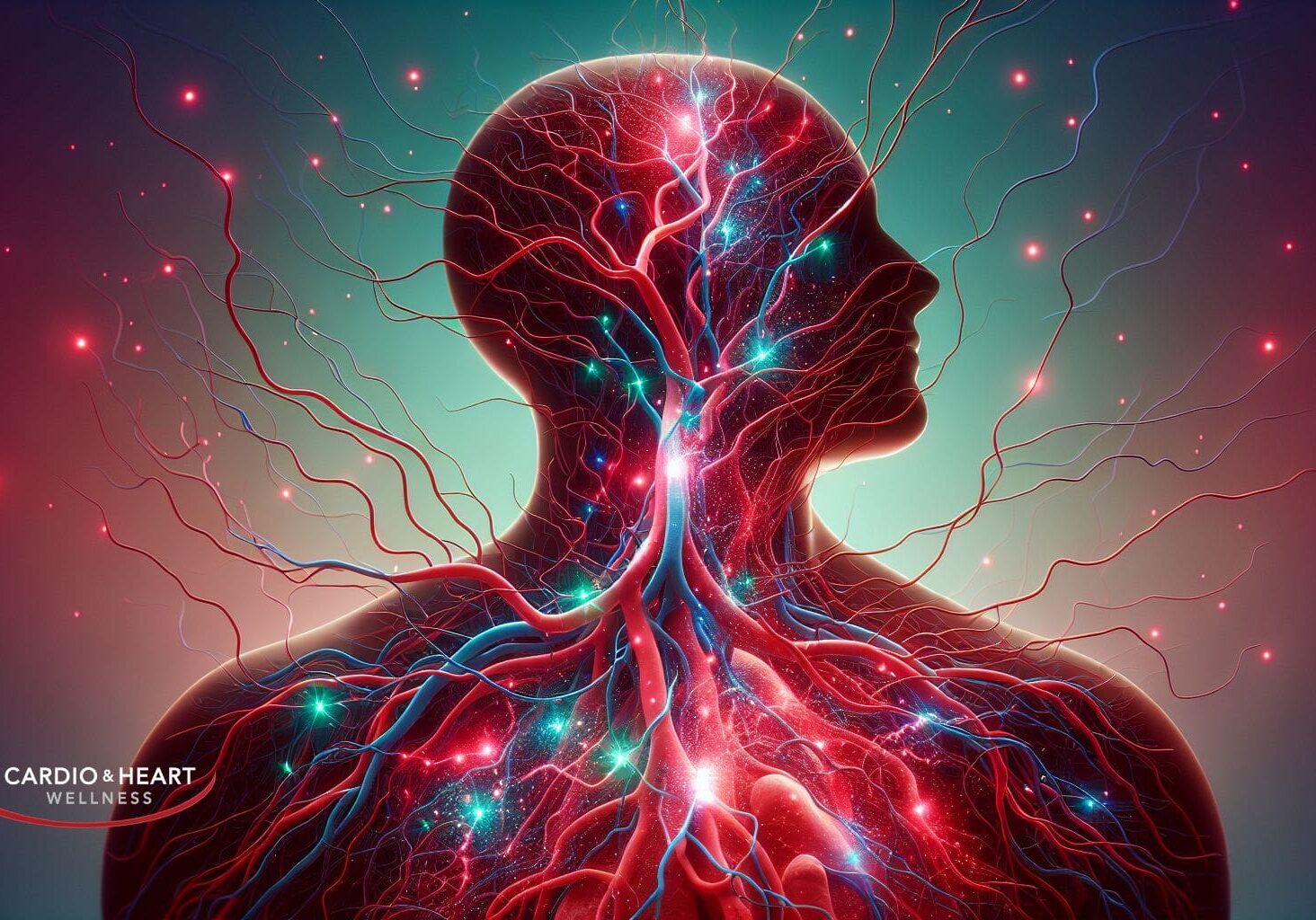 Silhouette with glowing circulatory system