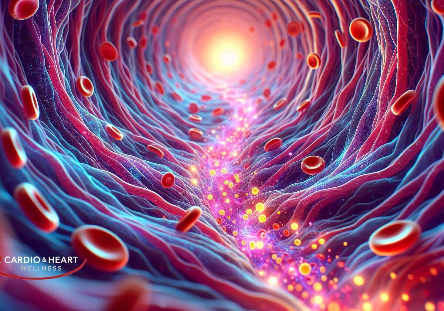Vivid depiction of blood flowing in vessel
