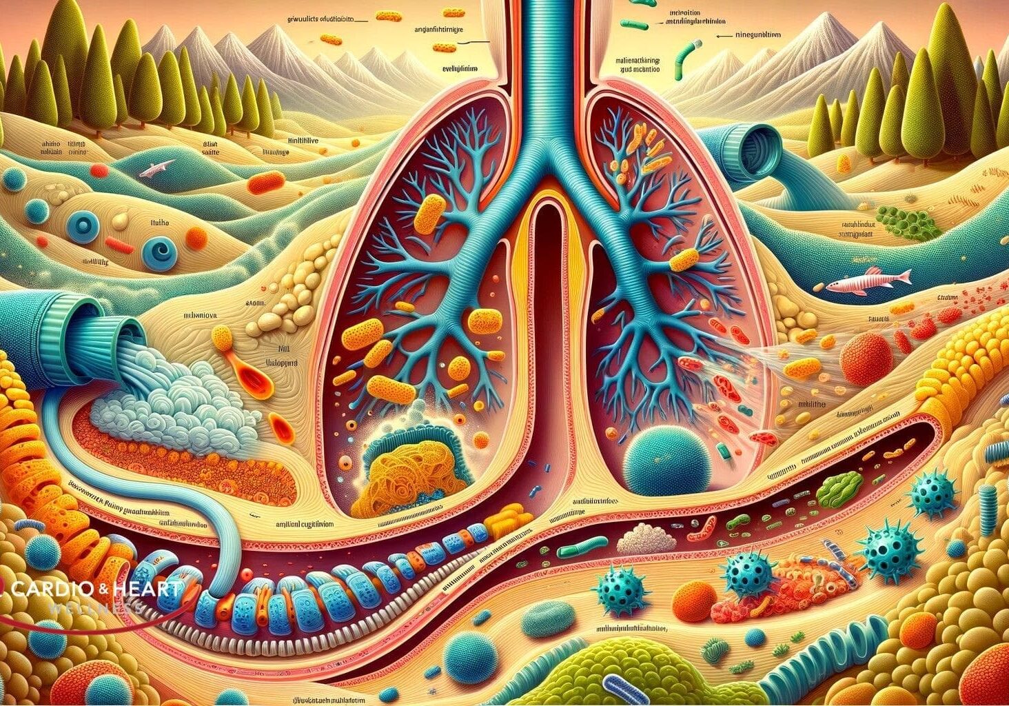Surreal landscape with human anatomy elements