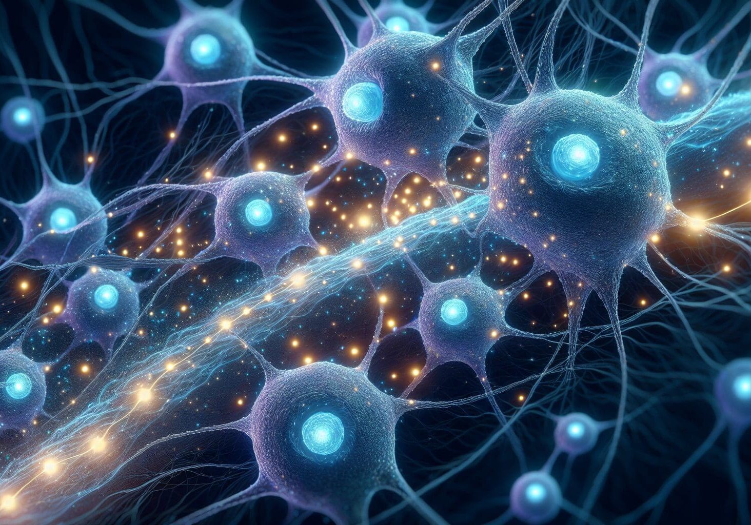 Neural network with glowing connections